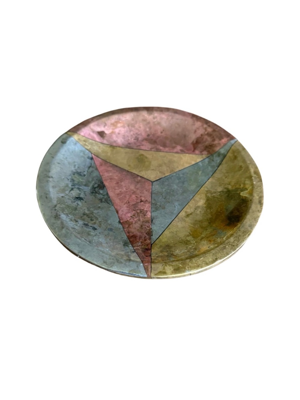 Metales Casados Copper & Brass Hand-wrought Modernist Dish Mexico Vintage